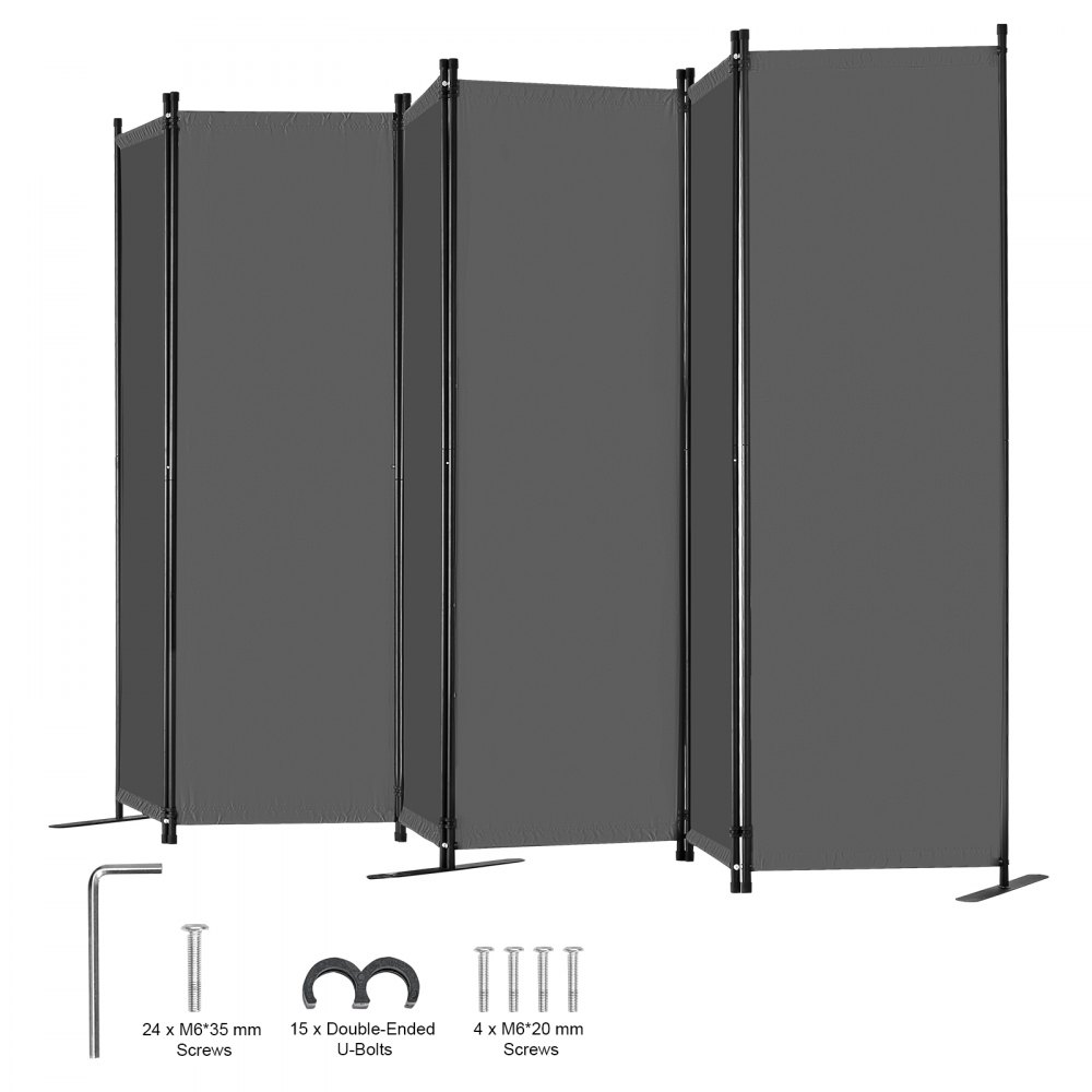 Room Divider 6 Panel Fabric Room Privacy Screen for Office Bedroom Grey - BLFWFGQ6MB22OTQ1RV0