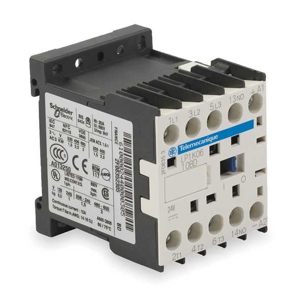Contactador magnético en miniatura IEC de Square D, 3 polos, 24 V DC, 9 A, Reversión: No - LP1K0910BD