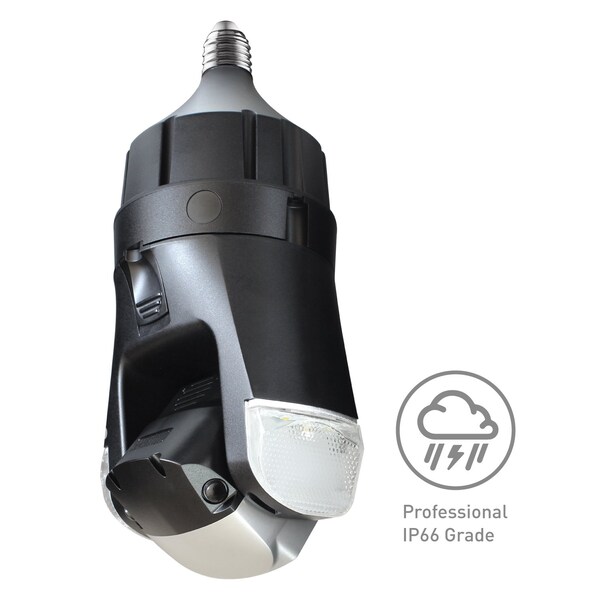 Amaryllo Triton Biometric Auto Tracking Outdoor Wi-Fi Security Camera with Light Bulb E26 - ACR1608R32BKE26C1