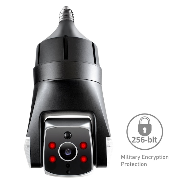 Amaryllo Triton Biometric Auto Tracking Outdoor Wi-Fi Security Camera with Light Bulb E26 - ACR1608R32BKE26C1