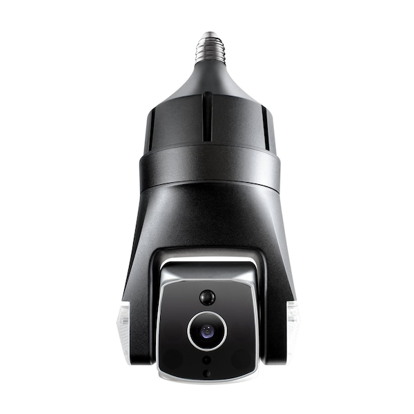 Amaryllo Triton Biometric Auto Tracking Outdoor Wi-Fi Security Camera with Light Bulb E26 - ACR1608R32BKE26C1