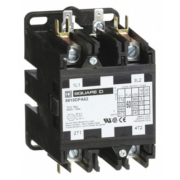 Contacto de propósito definido no reversibie de 120VCA Square D 2P 60A - 8910DPA62V02