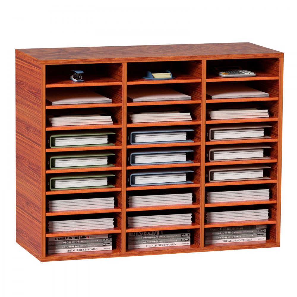 Wood Literature Organizer File Sorter Paper Storage Holder 27 Slots Brown - WJZLFPJBHB277HQSGV0