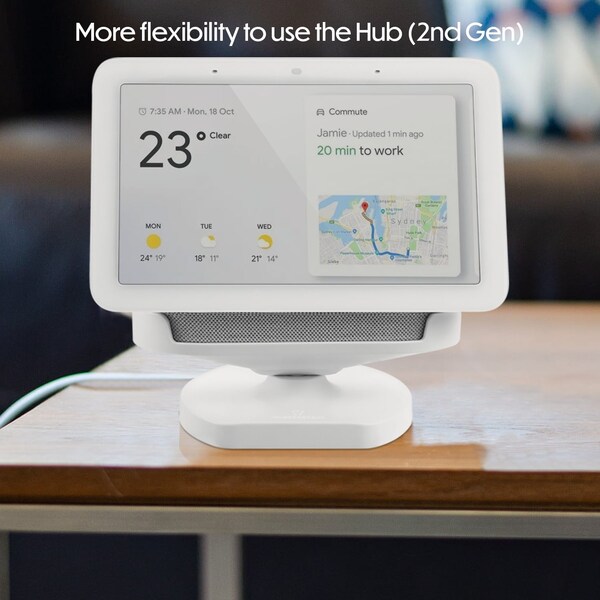 Wasserstein Adjustable Stand, for Google Nest Hub 2nd Gen, Made for Google, Chalk - NestHub2GenStandWhtUS
