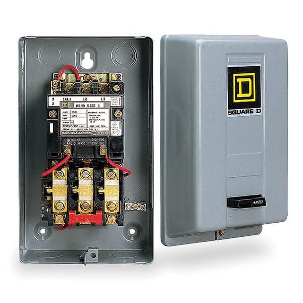 Arrancador magnético para motor sin inversión de giro, calificación NEMA 1, 120V AC, 3 polos, sin contactos auxiliares - 8536SCG3V02S.