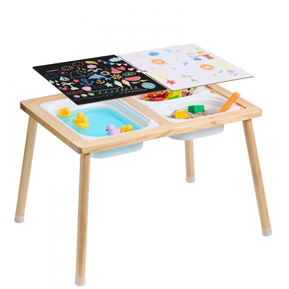 VEVOR Kids Sensory Table Indoor Wooden Play Sand Water Table with 3 Storage Bins - GGZDCWXK2129BE939V0
