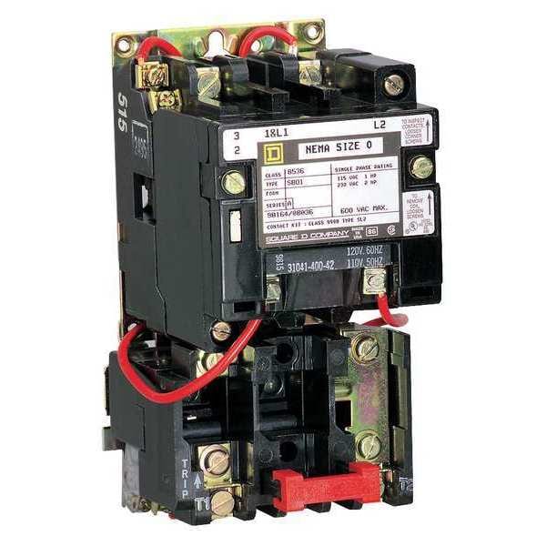 Inicio de motor magnético de Square D sin inversión, clasificación NEMA sin envolvente, 120V CA, 2 polos - 8536SBO1V02
