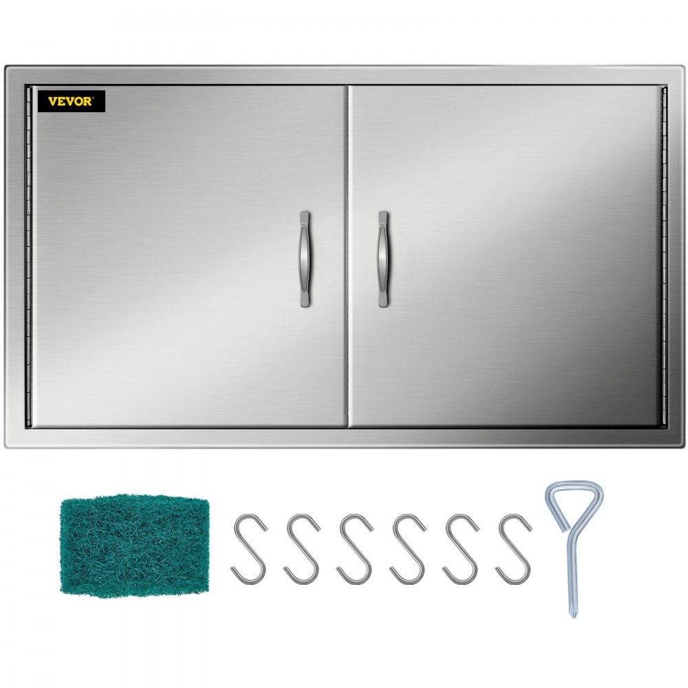 VEVOR BBQ Access Door 42W X 21H Inch, Double BBQ Door Stainless Steel, Outdoor Kitchen Doors for Commercial BBQ Island, Grilling Station, Outside Cabinet - 21.13X42X1.63SKM1V0