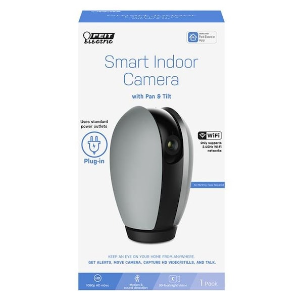 Feit Electric Feit Electric 5034468 Plug-in Indoor Wi-Fi Security Camera; Gray - 5034468