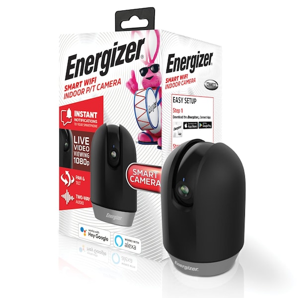 Energizer 1080p Full HD Smart Pan and Tilt Indoor Camera with Camera Streaming Black - EIP1-1004-BLK