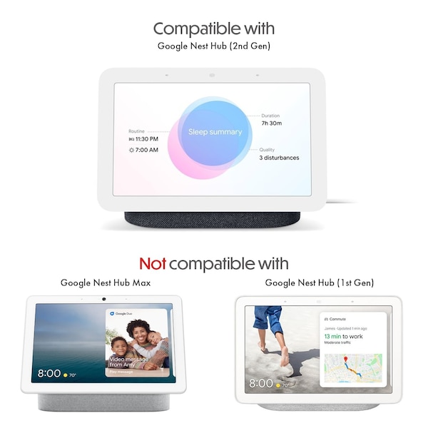 Wasserstein Adjustable Stand, for Google Nest Hub 2nd Gen, Made for Google, Charcoal - NestHub2GenStandBlkUS