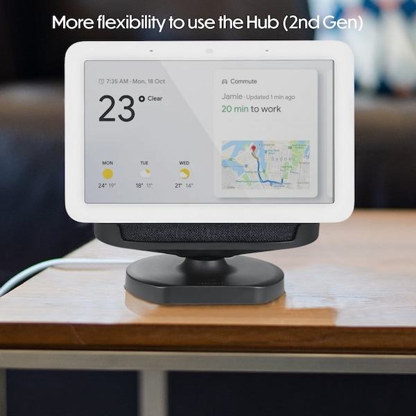 Wasserstein Adjustable Stand, for Google Nest Hub 2nd Gen, Made for Google, Charcoal - NestHub2GenStandBlkUS
