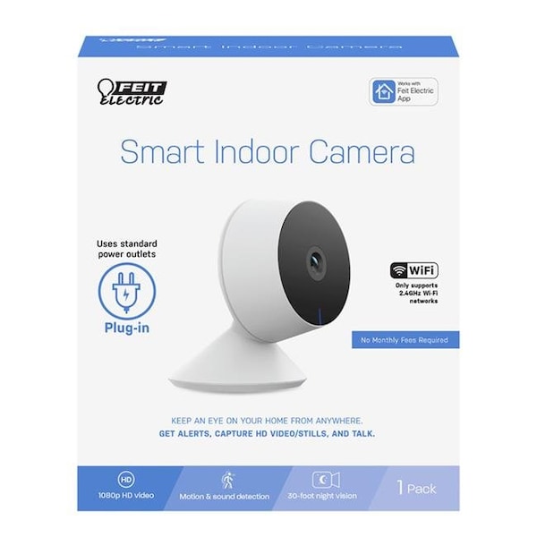 Feit Electric Feit Electric 5034466 Plug-in Indoor Wi-Fi Security Camera; Black & White - 5034466