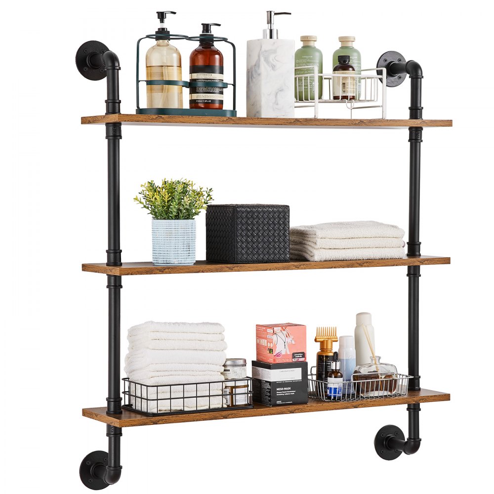 VEVOR Industrial Pipe Shelf 3 Tier 32x7.87in Wall-Mount for Kitchen Bedroom - JSGZWJYGHMBH3KFG5V0