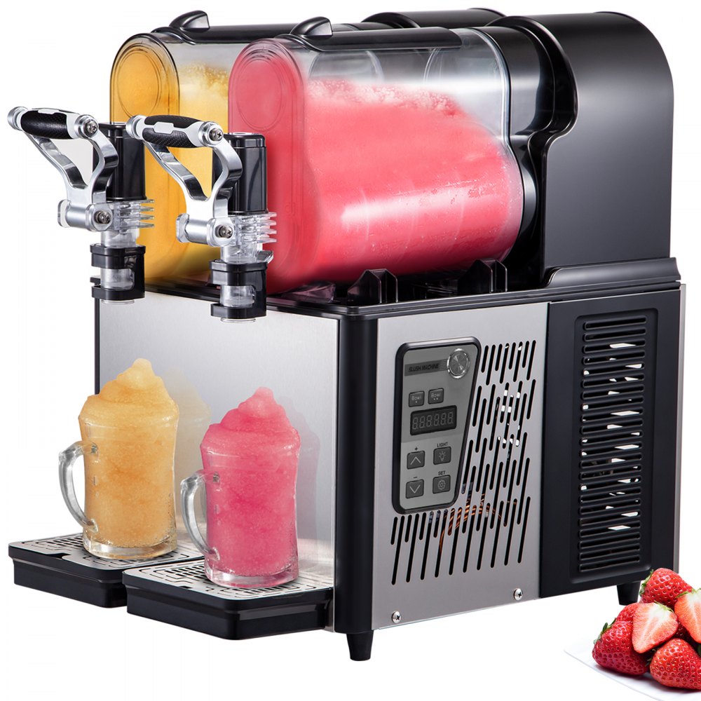 VEVOR Commercial Slushy Machine, 3LX2 Tank Slush Drink Maker, 340W Frozen Drink Machine with Temperature Preservation, Stainless Steel Home Slush Frozen Drink Machine with Automatic Clean, Black - XRJMNKHS3LX2G0001V1