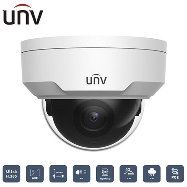 Uniview UNV5MP WDR Vandal-resistent Network IR Fixed Dome(2.8mm, PoE, 30m IR, Audio, Alarm) - UNV-325SR3-DVPF28-F