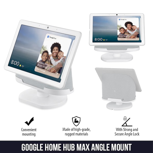 Wasserstein Adjustable Stand, Official Made for Google, for Google Nest Hub Max, Chalk - GoogleHubMaxStaWhtUSA