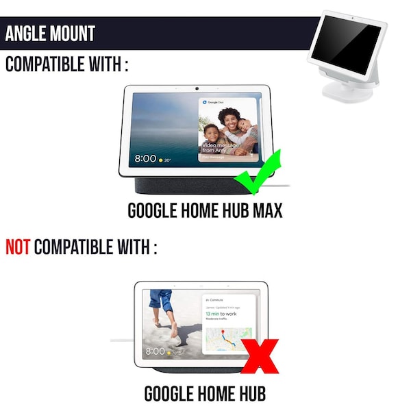 Wasserstein Adjustable Stand, Official Made for Google, for Google Nest Hub Max, Chalk - GoogleHubMaxStaWhtUSA