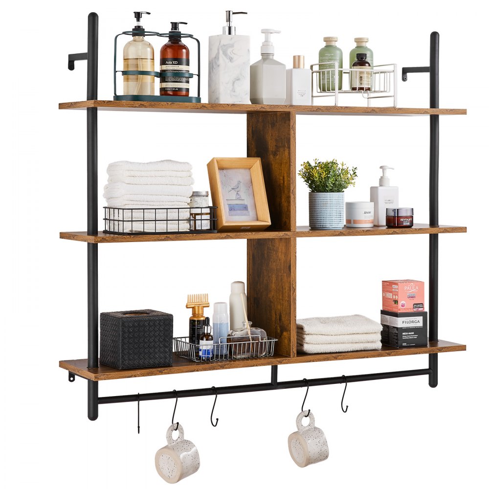 VEVOR Industrial Pipe Shelf 3 Tier 41.5x9.84in Wall-Mount for Kitchen Bedroom - JSGZWJYGHMBHZ7W6FV0