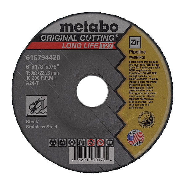 Rueda de tubería Metabo, T27, ZA24T, 6"X1/8"X7/8" - 616794420