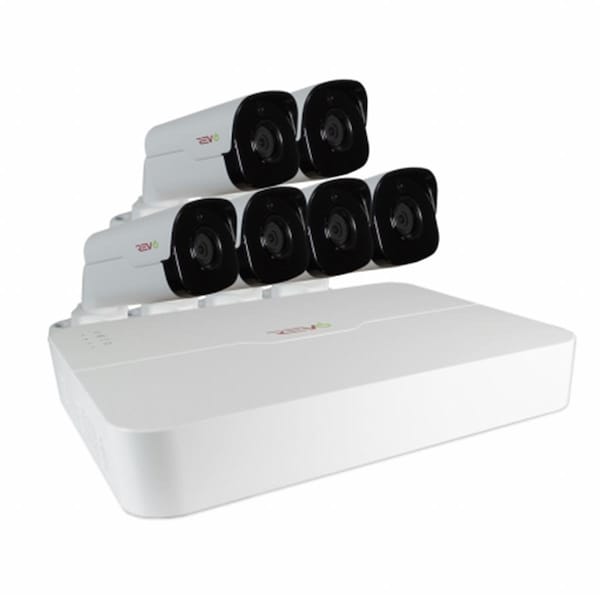 Revo America Ultra HD 8 in 2TB NVR Surveillance System with 6 x 4 Megapixel Bullet Cameras- White - RU81B6G-2T