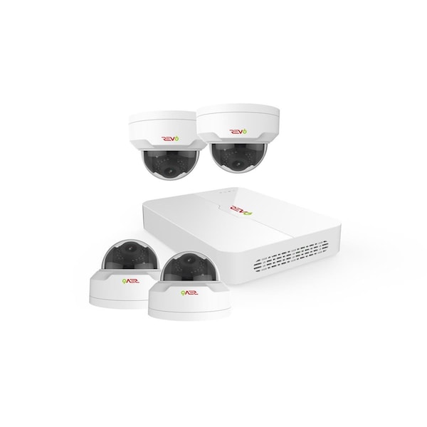 Revo America Ultra HD 4 Channel 1TB NVR Surveillance System with 4 x 4 Megapixel Cameras - RU42MD4G-1T