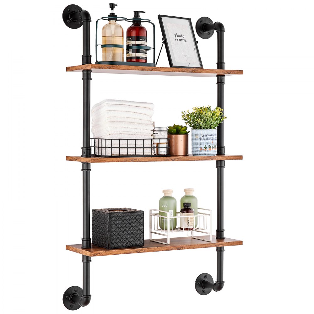 VEVOR Industrial Pipe Shelf 3 Tier 24x7.87in Wall-Mount for Kitchen Bedroom - JSGZWJYGHMBHHZ8X0V0