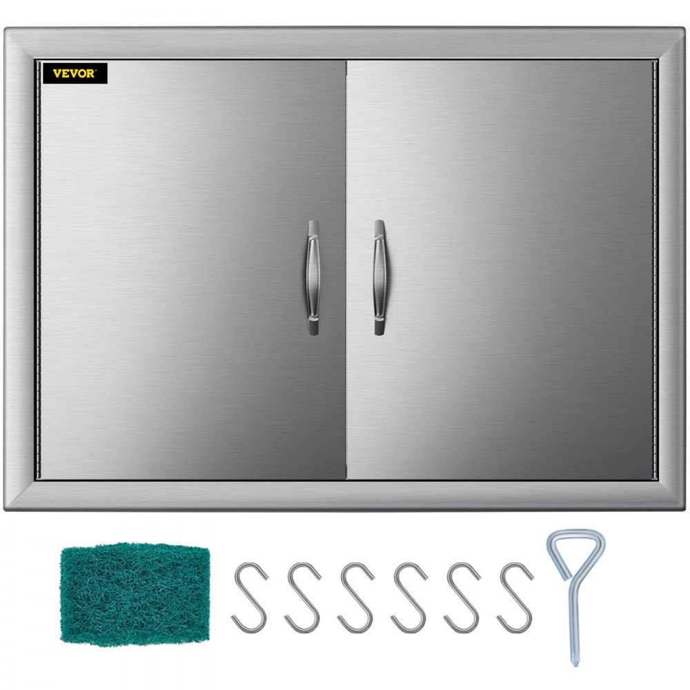 VEVOR BBQ Access Door 28W X 19H Inch, Double BBQ Door Stainless Steel, Outdoor Kitchen Doors for BBQ Island, Grill Station, Outside Cabinet - 19X28CBXGCGSKM001V0