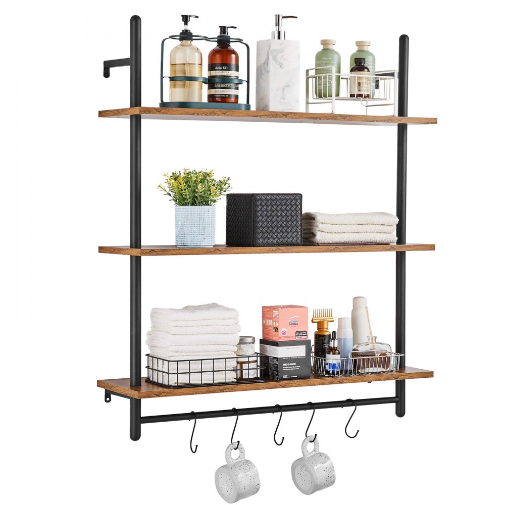 VEVOR Industrial Pipe Shelf 3 Tier 32x9.84in Wall-Mount for Kitchen Bedroom - JSGZWJYGHMBHKQBT1V0