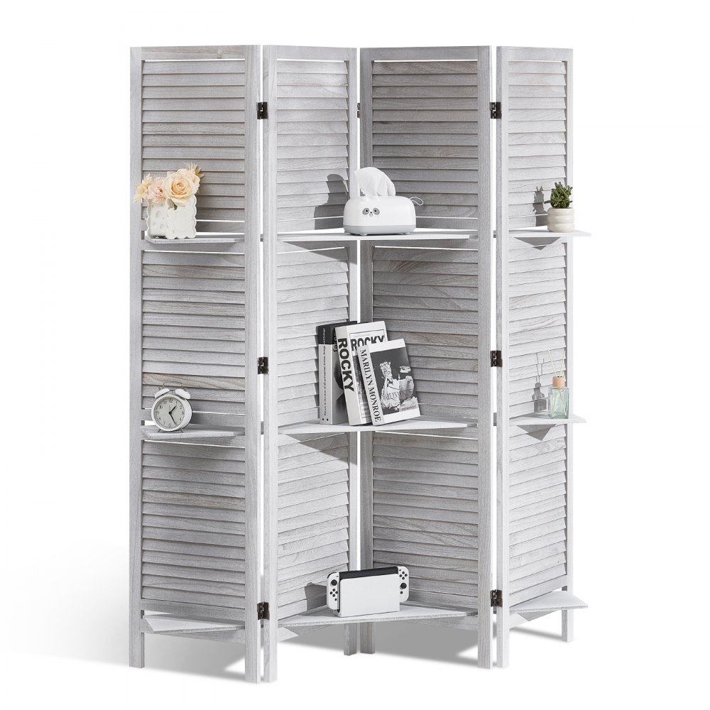 VEVOR Wood Room Divider, 4 Panel Wood Folding Privacy Screen, 66.9 Inches Tall Indoor Louvered Partition Divider, Portable Decoration Screen, for Room Separation, Home, Office, Restaurant & Bedroom - MZPF4MBSCGBOGNBURV0