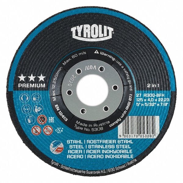 Rueda de esmerilado Radiac Abrasives, T27, 9"x5/8"-11, 24 Grt, paquete de 5 - 34251269