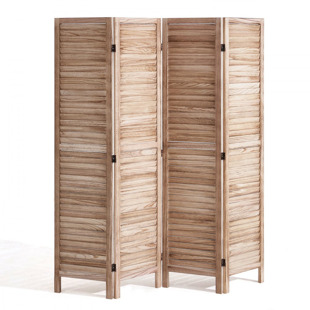 VEVOR Wood Room Divider, 4 Panel Wood Folding Privacy Screen, 66.9 Inches Tall Indoor Louvered Wooden Partition, Portable Decoration Screen, for Room Separation, Home, Office, Restaurant & Bedroom - MZPF4MBWGBOSJRH7ZV0
