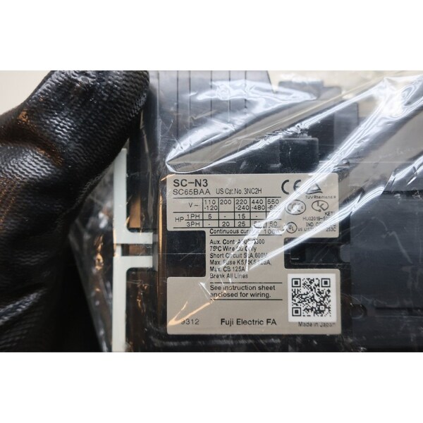 Contactador de CA de 24V-DC 65A de 50Hp Fuji Electric - SC-N3 3NC2H0E22