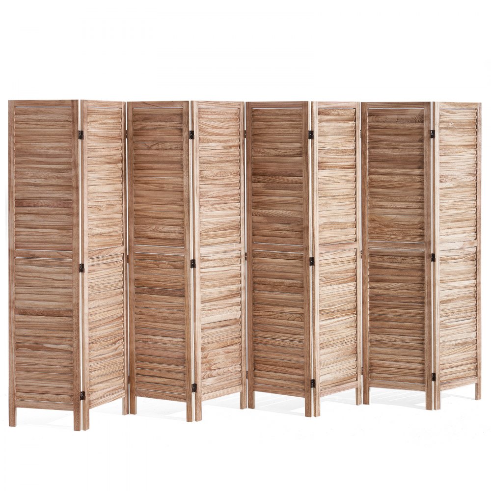 8-panel Room Divider, Folding Privacy Screen 5.6 Feet Tall, Wooden