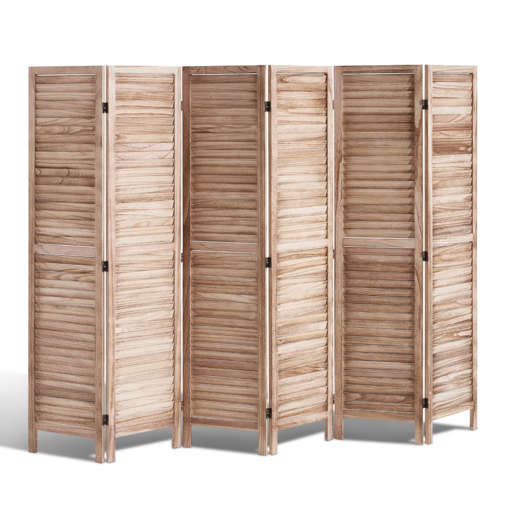 VEVOR Wood Room Divider, 6 Panel Wood Folding Privacy Screen, 66.9 Inches Tall Indoor Louvered Partition Divider, Portable Decoration Screen, for Room Separation, Home, Office, Restaurant & Bedroom - MZPF6MBWGBOSGULULV0