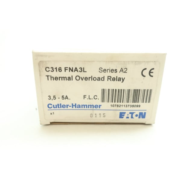 Eaton Cutler-Hammer C316Fna3L Relé de Sobrecarga Térmica de 3.5-5A Amp - C316FNA3L