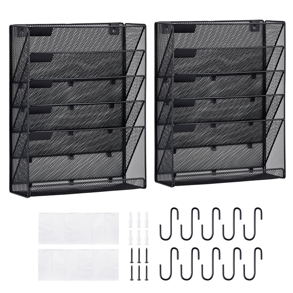 VEVOR File Wall Rack Mesh Wall File Holder 2-Piece 6 Pocket for Office/School - WJBGJHSWJSWS09MDHV0