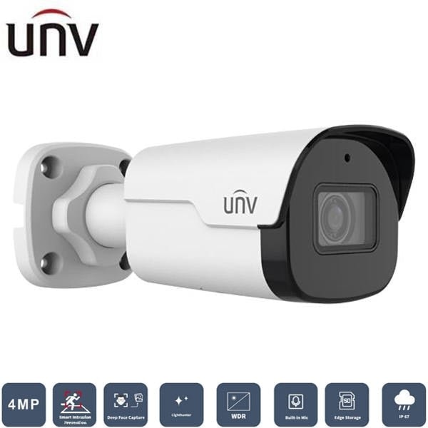 Uniview UNV4MP Mini Bullet Network Camera(LightHunter, Premier Protection, 30m IR, WDR, POE, 2.8mm, Build-in Micro - UNV-2124SB-ADF28KM-I0
