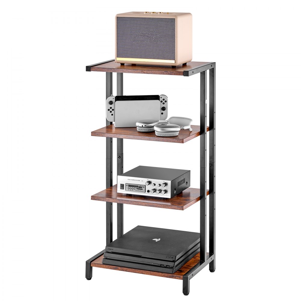 VEVOR 4-Tier AV Media Stand Height-Adjustable Wooden Audio-Video Media Stand - YPSBFZJLDS4COSGGIV0