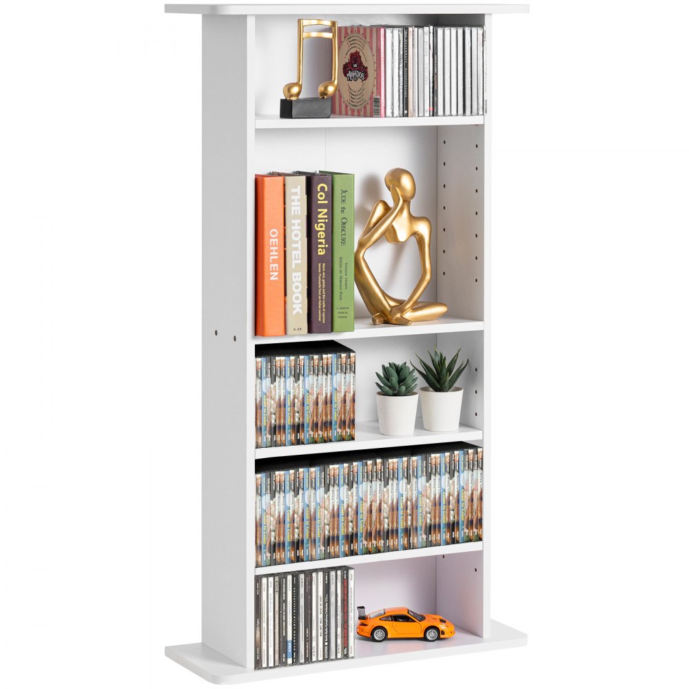 VEVOR Media Storage Cabinet 5 Layers Adjustable DVD Shelves Holds 240 CDs White - DVDCDCCJKFS5OIC88V0