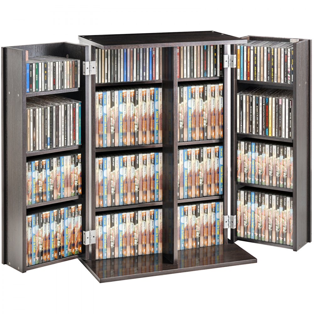 VEVOR Media Storage Cabinet, 4-Layer DVD Shelf Holds 576 CDs, Adjustable CD Shelves 16 Compartments, Protects & Organizes Music, Movie, Video Games or Memorabilia Collections,White - DVDCDCCJLDS1BWRMWV0