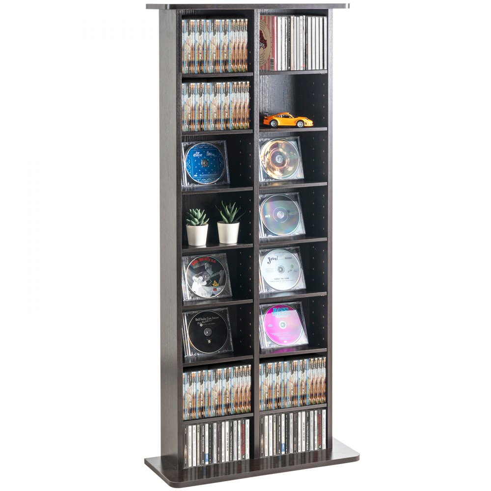 VEVOR Media Storage Cabinet 8 Layers Adjustable DVD Shelves 464 CDs Espresso - DVDCDCCJKFS1GQE8DV0