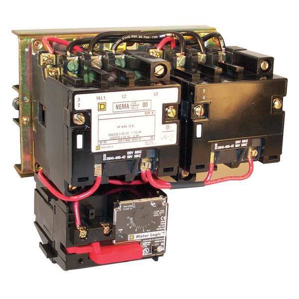 Arrancador magnético de motor NEMA Square D Reversing, sin carcasa de calificación NEMA, 120V CA, 3 polos, 1NA - 8736SAO16V02H30S.