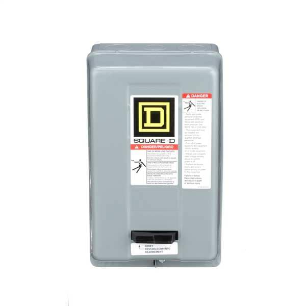 Arrancador magnético de motor Square D no reversible, 1 calificación NEMA, 24V CA, 3 polos, sin contactos auxiliares - 8536SAG12V01S