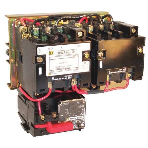 Arrancador magnético NEMA para motor reversible de Square D, sin gabinete, clasificación NEMA, 120V AC, 3 polos, 1NC - 8736SCO8V02H30S.