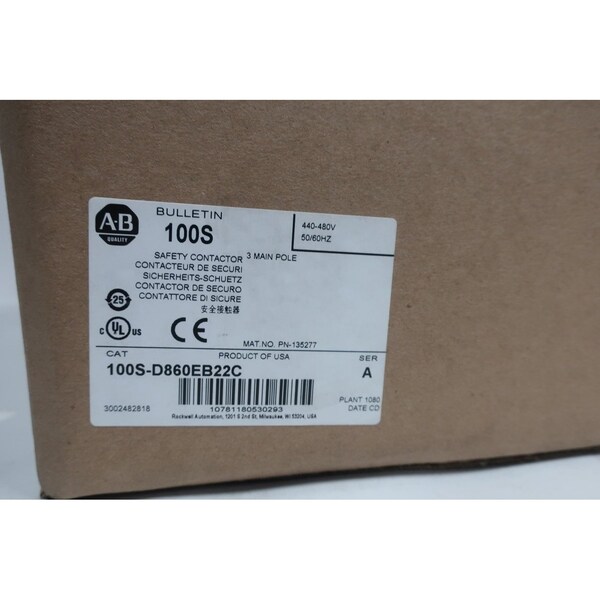 Contacto de seguridad Allen Bradley 440480V CA 860A y 600Hp, 100SD860EB22C - 100S-D860EB22C.