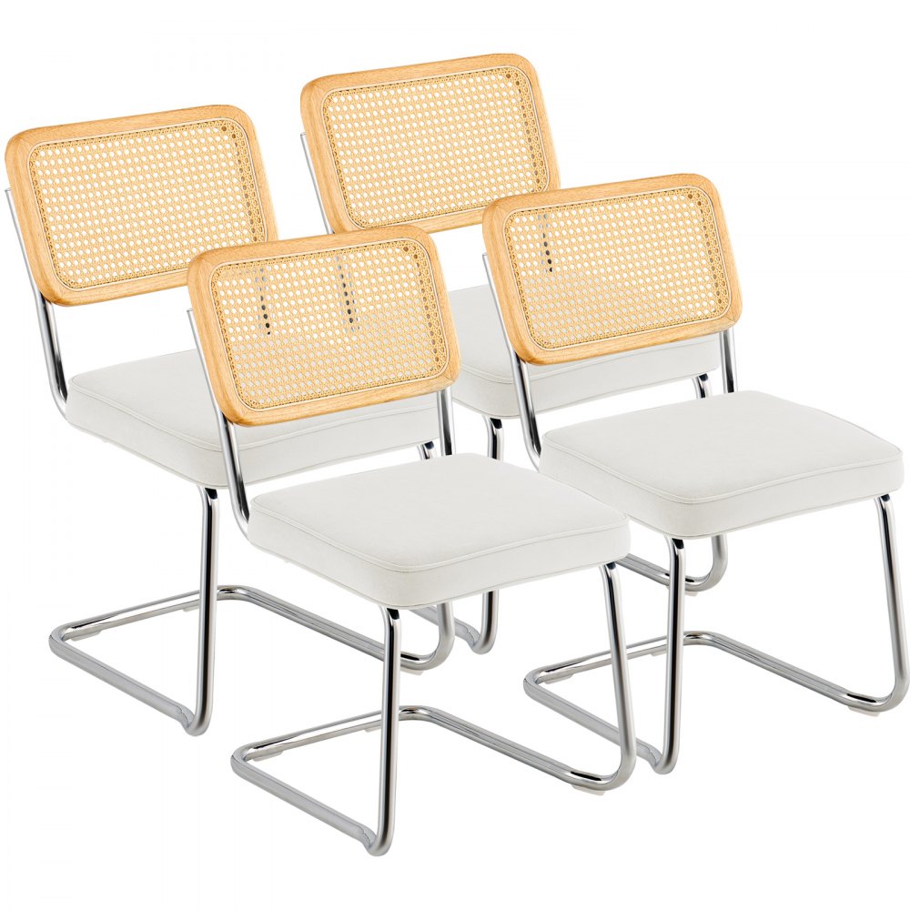 VEVOR Rattan Dining Chairs Set of 4, Mid Century Modern Dining Chair, Upholstered Velvet Accent Chair with Rattan Back, Retro Dining Room Kitchen Chair for Living Room, Bedroom, Office (18.1 Inch) - TBYCYTERBS40GKXI7V0
