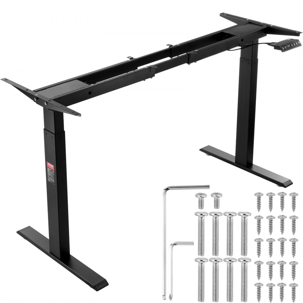 VEVOR Standing Desk Frame Dual Motor, Adjustable 27.6"-46.1" Height & 43.3"-70.1" Length Electric Stand Up Computer Desk Legs, Ergonomic DIY Workstation Base for Home and Office (Black Frame Only) - SJZDZSDJ2J70USLE4V1