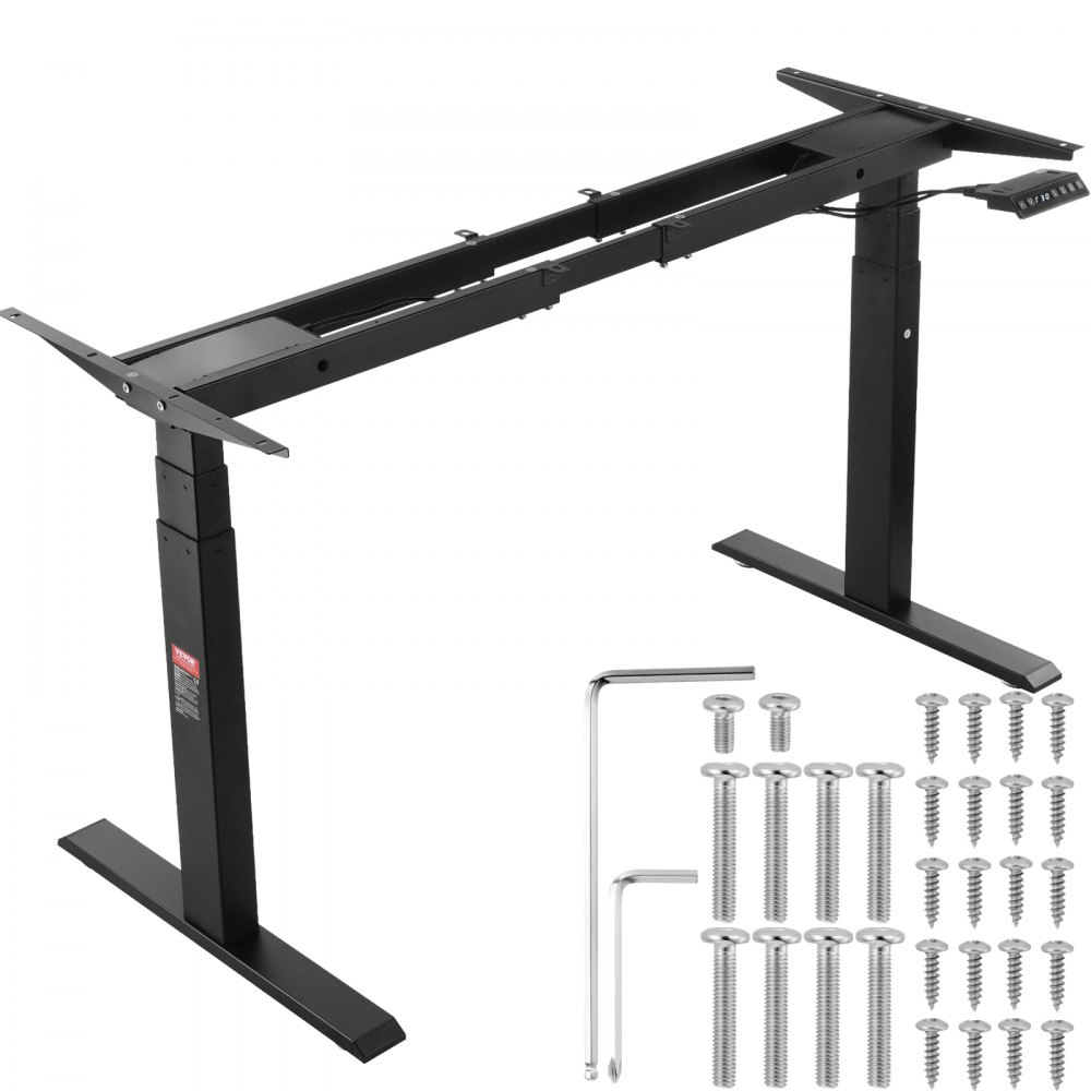 VEVOR Standing Desk Frame Dual Motor, Adjustable 26"-50.8" Height & 43.3"-70.1" Length Electric Stand Up Computer Desk Legs, Ergonomic Workstation Base for Home Office 3 Positions (Black Frame Only) - SJZDZHS641291IBWCV1