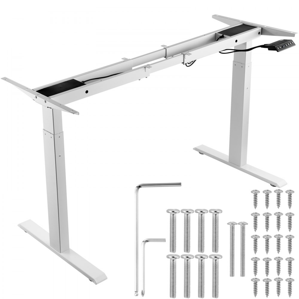 VEVOR Standing Desk Frame Dual Motor, Adjustable 27.6"-46.1" Height & 43.3"-70.1" Length Electric Stand Up Computer Desk Legs, Ergonomic DIY Workstation Base for Home and Office (White Frame Only) - SJZDZSDJ2J70HZRKJV1